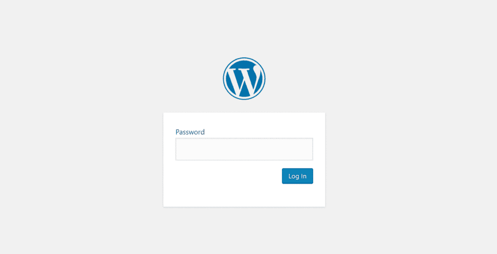 Screenshot of a WordPress password protected page wordpress pages