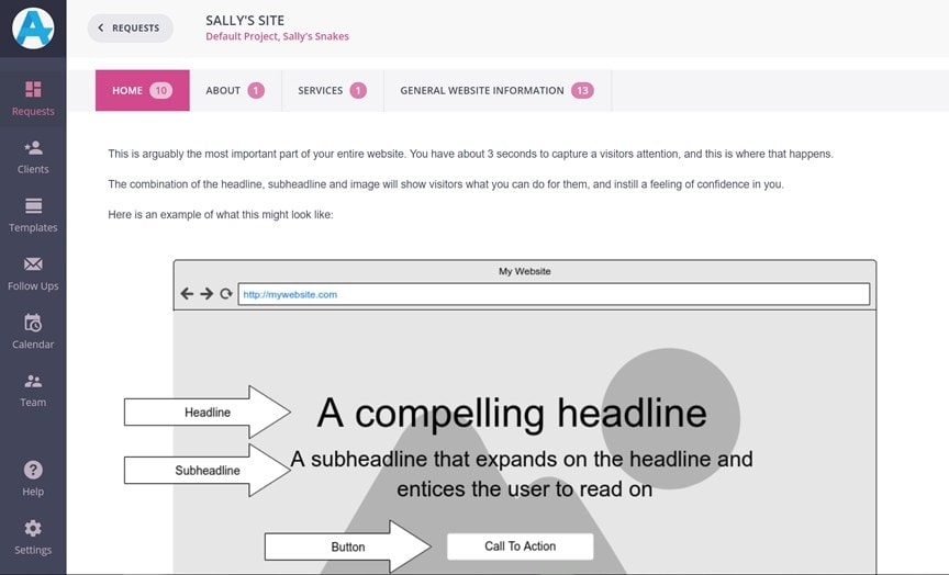 collect website content from clients