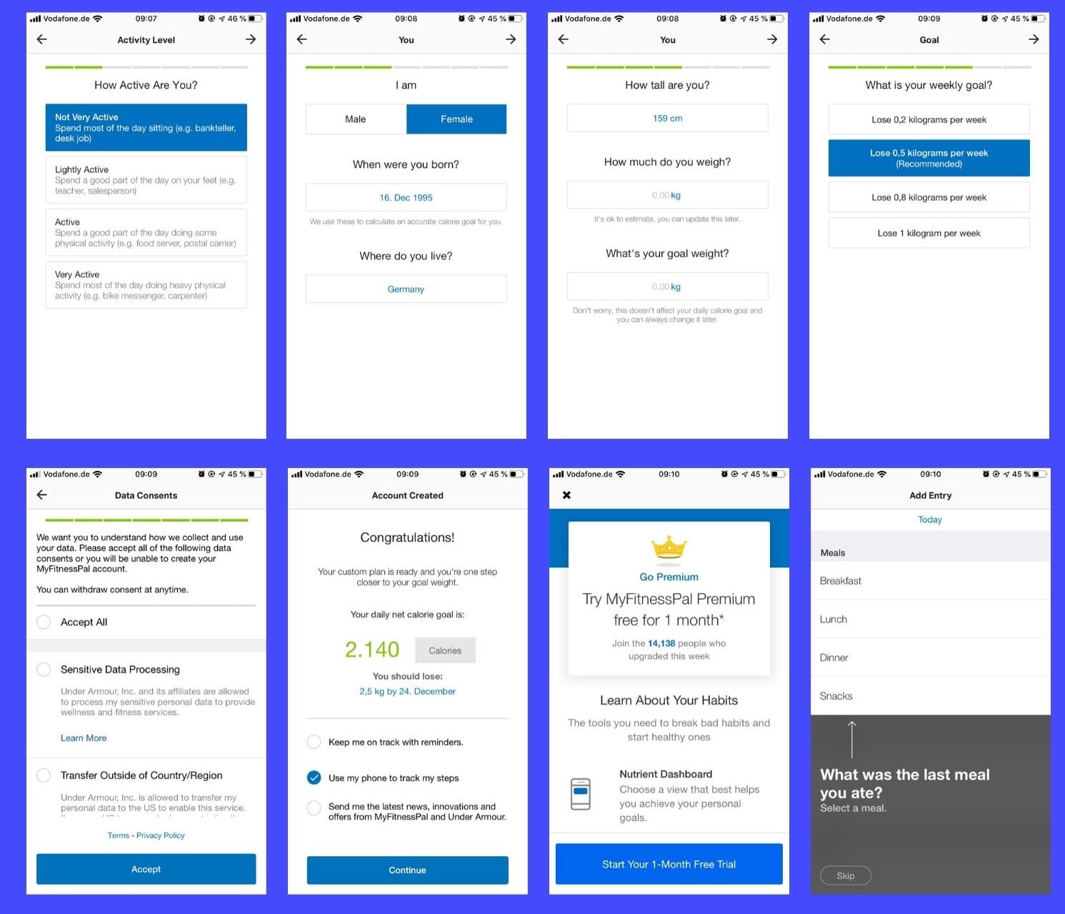 MyFitnessPal goal setting and calorie goal calculation