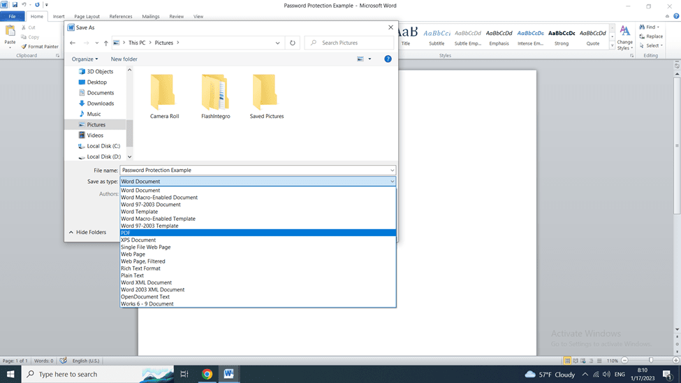 How to create a PDF file from Word document
