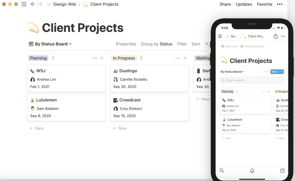 Notion workspace for graphic designers