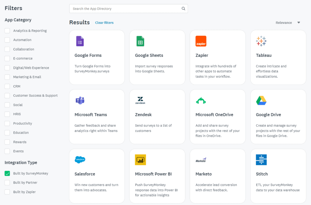 integrations survey platform integrations