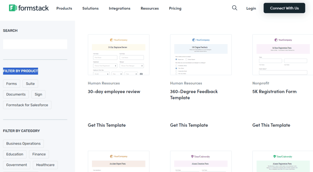 Formstack templates
