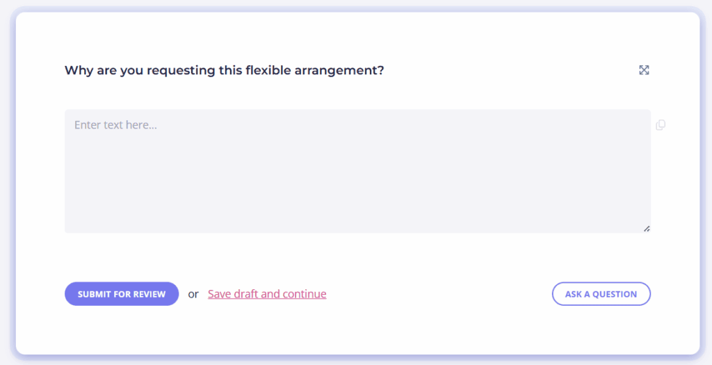 Flexible work arrangement questionnaire