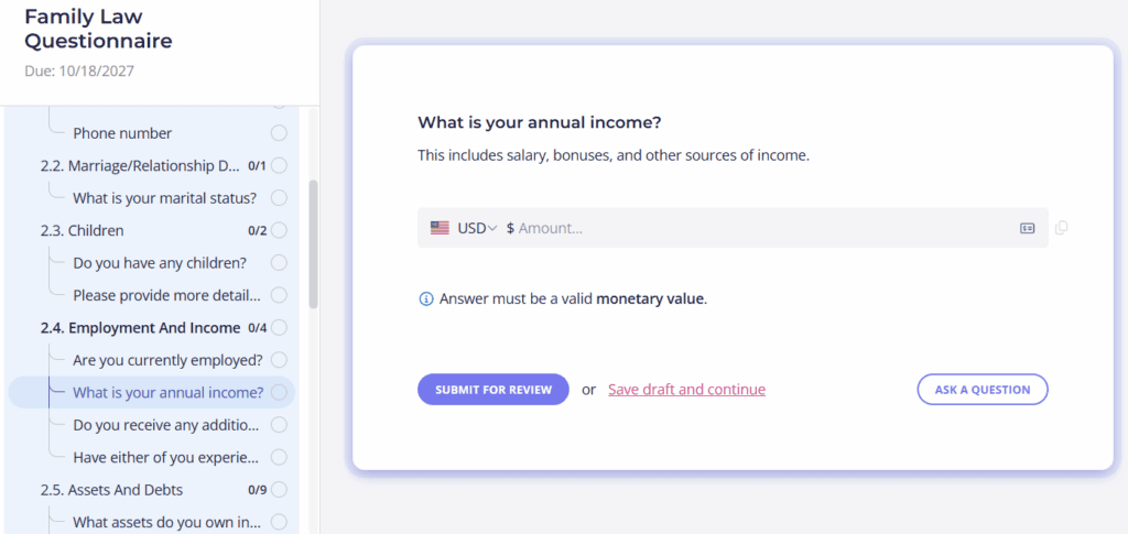 Content Snare checklist-style request interface for collecting client documents